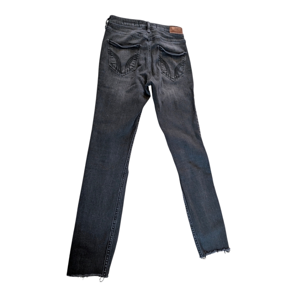 Hollister High Rise Crop Super Skinny Classic Stretch Black Ripped Jeans Size 0 - Picture 5 of 6